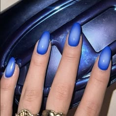 Royal Blue Aura Nails, Purple Blue Nails Designs, Mediterranean Blue Nails, Manicure Ideas Blue, Dark Blue Aura Nails, Unique Blue Nails, Aura Nails Almond, Aura Nails Blue, Nails For Blue Dress