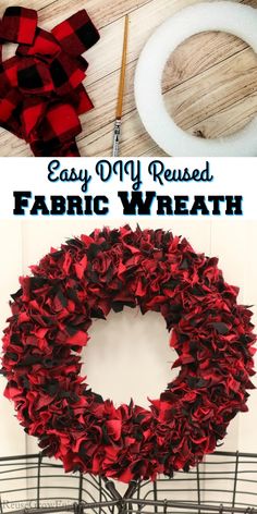 an easy diy reused fabric wreath for christmas