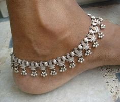 vintage antique tribal old silver jewelry anklet feet bracelet ankle chain Heavy Payal Designs Silver, Feet Bracelet, Foot Bracelet, Silver Anklet