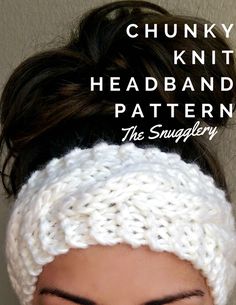 the chunky knit headband pattern is crocheted in white yarn