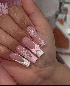 Winter Nails Acrylic, Sweater Nails, Girly Acrylic Nails, Acrylic Nails Coffin Pink, Christmas Nails Acrylic, Unique Acrylic Nails, Long Square Acrylic Nails, Nails 2024, Pink Acrylic Nails