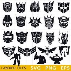 the silhouettes of different types of transformer masks