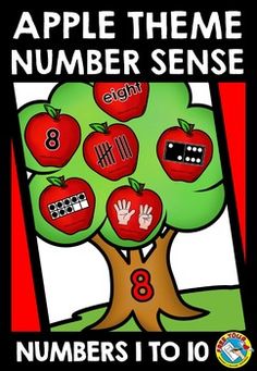 an apple theme number sense poster with numbers 1 to 10