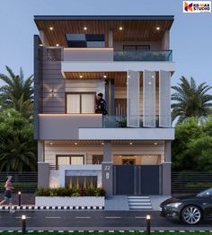 this is an artist's rendering of a two story house with balconies