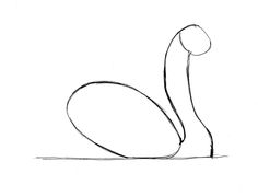 a black and white drawing of a swan