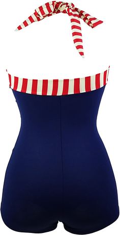 Look oh-so-chic while staying on trend with this 50's Retro Navy Blue Nautical One Piece Swimsuit, featuring a classic retro style. The nautical print evokes a sense of timelessness while offering plenty of coverage and support – perfect for the beach or pool! 82% Nylon, 18% Elastane Adjustable halter neck, Center Gathering Package Includes: 1 x Swimsuit Size Chart XS = Dress 0-2, Bust, 31"-32.5", Waist 23"-24, Hip 31"- 34"Small = Dress 4-6, Bust,33"-35", Waist 25-26", Hips 35"-37"Medium = Dress Vintage One Piece, Nautical Vintage, 50s Retro, Halter Swimsuit, Swimsuit Fabric, Winter Knit Hats, Large Dress, Medium Dress, Swimsuits Halter