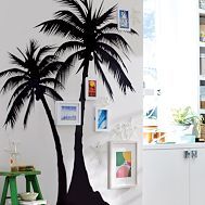 a palm tree is shown on the wall