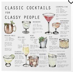 a poster with different types of cocktails