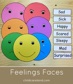 feelings faces are arranged in different colors and shapes to help students learn how to tell the feelings