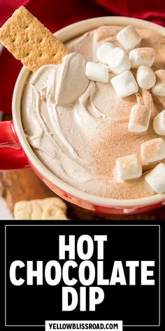 hot chocolate dip with marshmallows and graham crackers