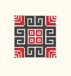 a cross stitch pattern in red, black and white with the words love on it