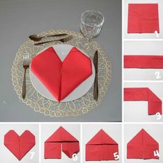 how to fold napkins in the shape of hearts