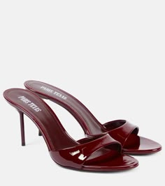 Lidia 70 patent leather mules in red - Paris Texas | Mytheresa Pretty Heels, Dr Shoes, Mid Heel Sandals, Paris Texas, Shoe Inspo, Girly Shoes, Aesthetic Shoes, Swag Shoes