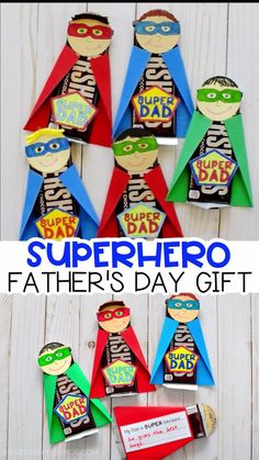 the superhero father's day gift is made out of paper and folded in different colors