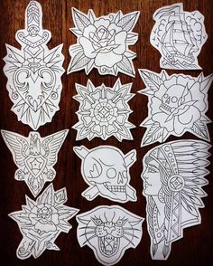 Traditional Tattoo Outline, Traditional Tattoo Stencils, Tato Tradisional, Tattoo Old School, Tatuaje A Color, Traditional Tattoo Design