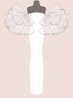 the back view of a white dress with ruffled sleeves