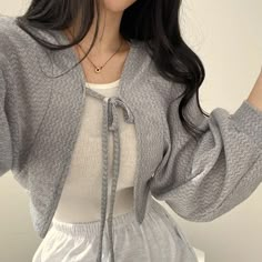 Cardigan Korean Style, Cardigan Korean, Girl Cardigan, Short Coats Women, White Knit Cardigan, Top Girl, Elegant Coats, Knitting Women Cardigan, Girls Cardigan