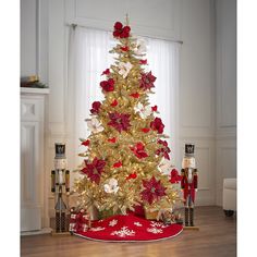 a christmas tree with red and white decorations