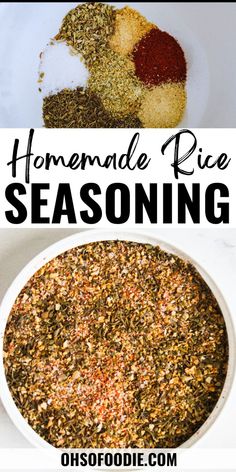 Text reads Homemade Rice Seasoning Ranch Seasoning Mix Recipes, Season Steak Recipes, Ranch Seasoning Recipes, Rice Seasoning, Homemade Ranch Seasoning, Kitchen Staples