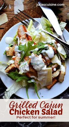 Grilled Cajun Chicken Salad Cajun Chicken Salad, Classic Salad, Romaine Lettuce Salad, Cajun Chicken, Lettuce Salad, Citrus Chicken, Cajun Seasoning, Romaine Lettuce, How To Make Salad