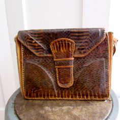 Alligator Bag - Purse - Vintage Hand Made - Shoulder Bag - 40s - 50s by stateandmainvintage on Etsy Vintage Crossbody Satchel For Formal Occasions, Vintage Formal Crossbody Satchel, Vintage Bags With Crocodile Pattern For Daily Use, Vintage Crocodile Pattern Bags For Daily Use, Vintage Travel Bags With Crocodile Pattern, Vintage Canvas Shoulder Bag, Vintage Leather Backpack Shoulder Bag, Vintage Crossbody Satchel, Vintage Leather Shoulder Backpack