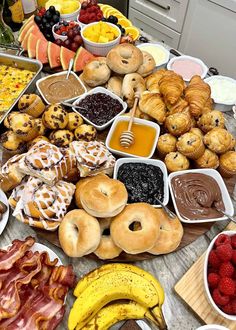 a table filled with lots of different types of food