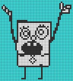 a cross stitch pattern with an image of a cartoon character holding up his hand and pointing at