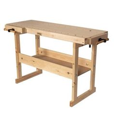 a wooden workbench sitting on top of a white background