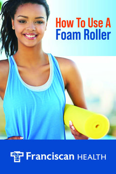 a woman holding a yellow frisbee in her right hand and the words how to use a foam roller