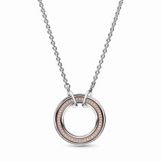 Go full circle with the Pandora Signature Two-tone Logo & Pavé Necklace. Crafted in sterling silver, this chain necklace features a two-tone circular pendant with a square profile in our 14k gold-plated unique metal blend. The moveable geometric pendant is decorated with a row of pavé set in a channel on its front and a raised circle on the polished back. Sculptural and minimalist, it can be styled with other chain necklaces for a layered effect or worn alone for a minimalist look. Diamond Earrings For Women, Pave Necklace, Bracelets Design, Pave Pendant, Chain Fashion, Bracelet Diy, Geometric Pendant, Circle Necklace, Gold Plated Necklace