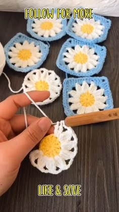 crochet flowers are being used to make coasters