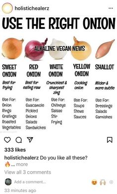 an onion chart with different types of onions