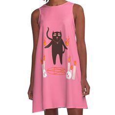 Loose-fit, mid-length sleeveless dress with silky handfeel. Printed on both sides. Machine washable. Size range XS-2XL. Cat Witchcraft, Witchcraft Illustration, Halloween Black Cat, Halloween Black, Black Cat Halloween, Dress For Sale, Cute Halloween, Mid Length, Dresses For Sale