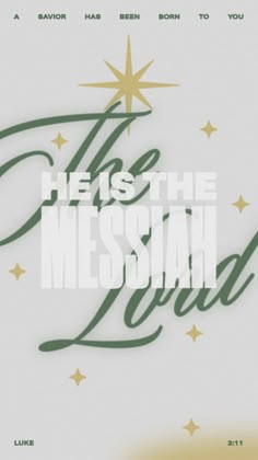 the message is written in green and gold on a white background with stars around it