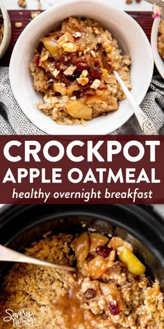 crockpot apple oatmeal is an easy and healthy breakfast that's ready in under 30 minutes