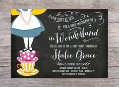 alice and the wonderland tea party invitation