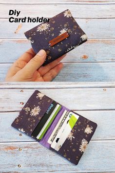 this is an image of a wallet with flowers on it and the words diy card holder