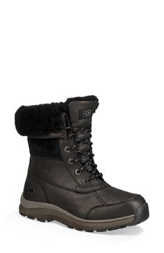 A DryTech waterproof finish furthers the rugged appeal of this essential lace-up boot. For extra comfort, the boot is lined with plush UGGpure™, a textile made entirely from wool but designed to feel and wear like genuine shearling. 1 1/2" heel; 1" platform (size 8.5) 8" shaft Lace-up style Temperature rated to -32 degrees Fahrenheit Removable insole Leather upper/UGGpure wool textile and faux fur lining/rubber sole Imported Women's Shoes This garment was made in a factory that supports women wo Classic Boots Woman, Winter Boots Women Waterproof, Ugg Adirondack, Ugg Ultra Mini, Ugg Tasman Slippers, Chelsea Boot Women, Classic Ugg Boots, Preppy Shoes, Waterproof Winter Boots