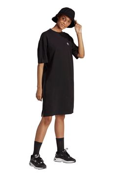 Trefoil logos stamp the front and back of this loose-fit T-shirt dress with sporty DNA and a soft cotton build. Crewneck Short sleeves 100% cotton Machine wash, dry flat Imported Cotton Tshirt Dress, High Leg Boots, Nordstrom Store, Logo Stamp, Fabric Gifts, Free Fabric, Fashion Furniture, Nordstrom Dresses, T Shirt Dress