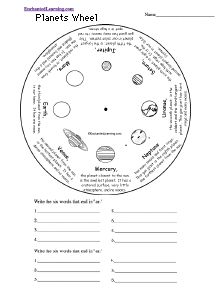 the planets wheel worksheet