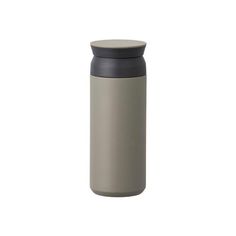 thermos bottle with lid is shown on a white background and has a black cap