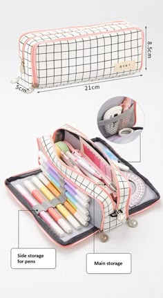 Back To School Pencil-shaped Organizer With Zipper, Rectangular School Pencil Case With Zipper, Back To School Stationery Rectangular Case With Zipper, Pencil Shaped Pencil Case With Zipper For Organization, Back To School Rectangular Pencil Case With Zipper, Trendy Student Stationery With Pen Slots, School Pencil Case With Zipper Closure, Back To School Pencil Case With Zipper For Students, Back To School Stationery With Zipper Closure