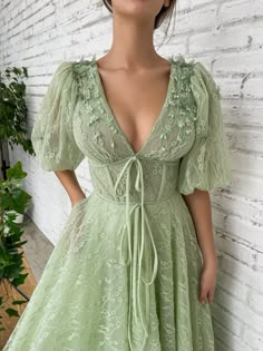 Teuta Matoshi, Tea Gown, Special Occasion Gowns, Ball Skirt, Lace Ball Gowns, Mint Tea, Fairytale Dress, Dream Dresses, Green Lace