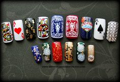 Nail Designs For Vegas, Nails For Vegas Trip, Nails For Vegas, Poker Nails, Las Vegas Nails, Nail Board, Nail Candy