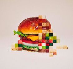 a hamburger made out of different colored blocks