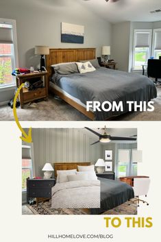 the before and after pictures of a bedroom makeover