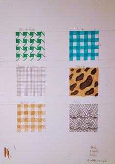 four different patterns are shown on a piece of paper