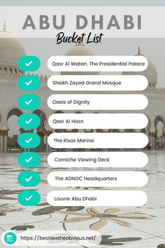 the abu dhabi bucket list is displayed in this screenshoter's image