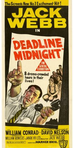 a movie poster for the film deadline midnight, starring actors from two different eras