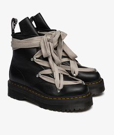 Quad Sole Pentagram Jumbo Lace Boots x Dr. Martens Doc Marten X Rick Owen, Rick Owen Boot, Rick Owens Dr Martens, Doc Martens Laces, Rick Owens Doc Martens, Black Rick Owens, Rick Owens Boots, Rick Owens Shoes, Archive Fashion